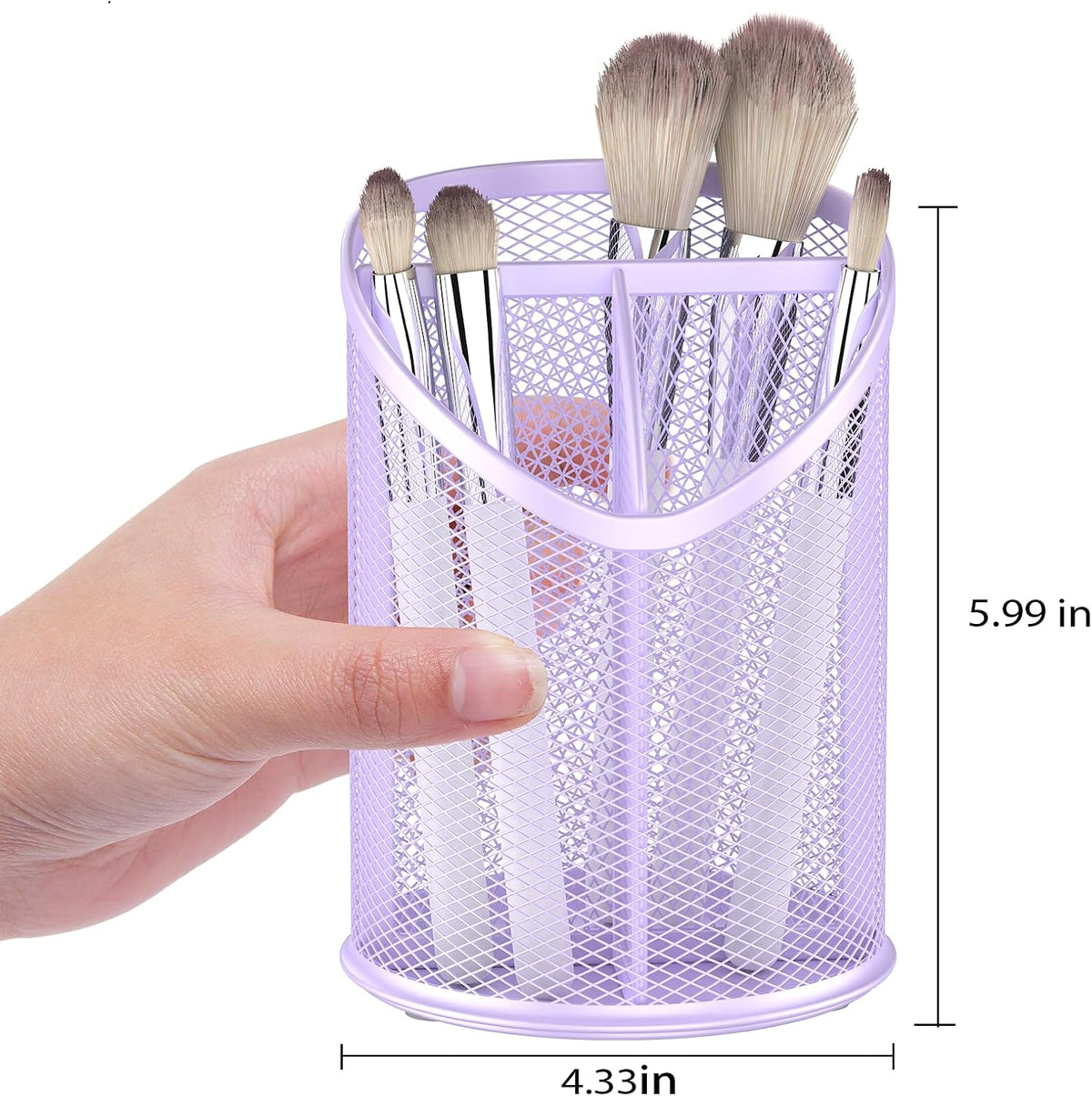 2 Pack Pen Holder Mesh Round Pencil Holder 3 Compartments, Black