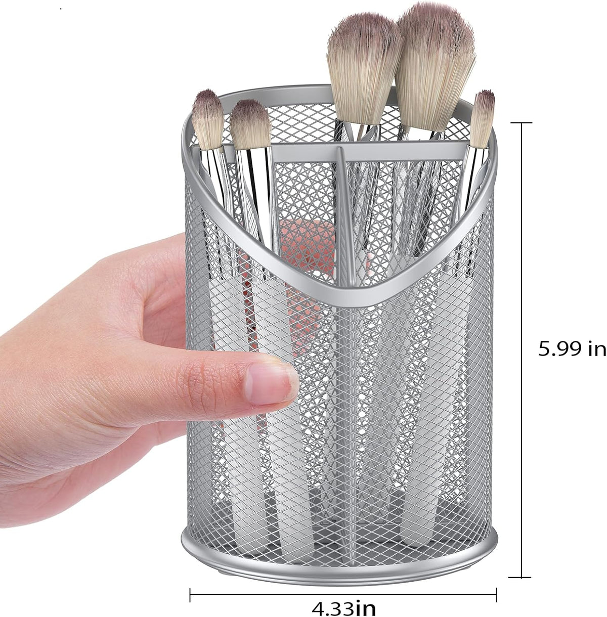 2 Pack Pen Holder Mesh Round Pencil Holder 3 Compartments, Black