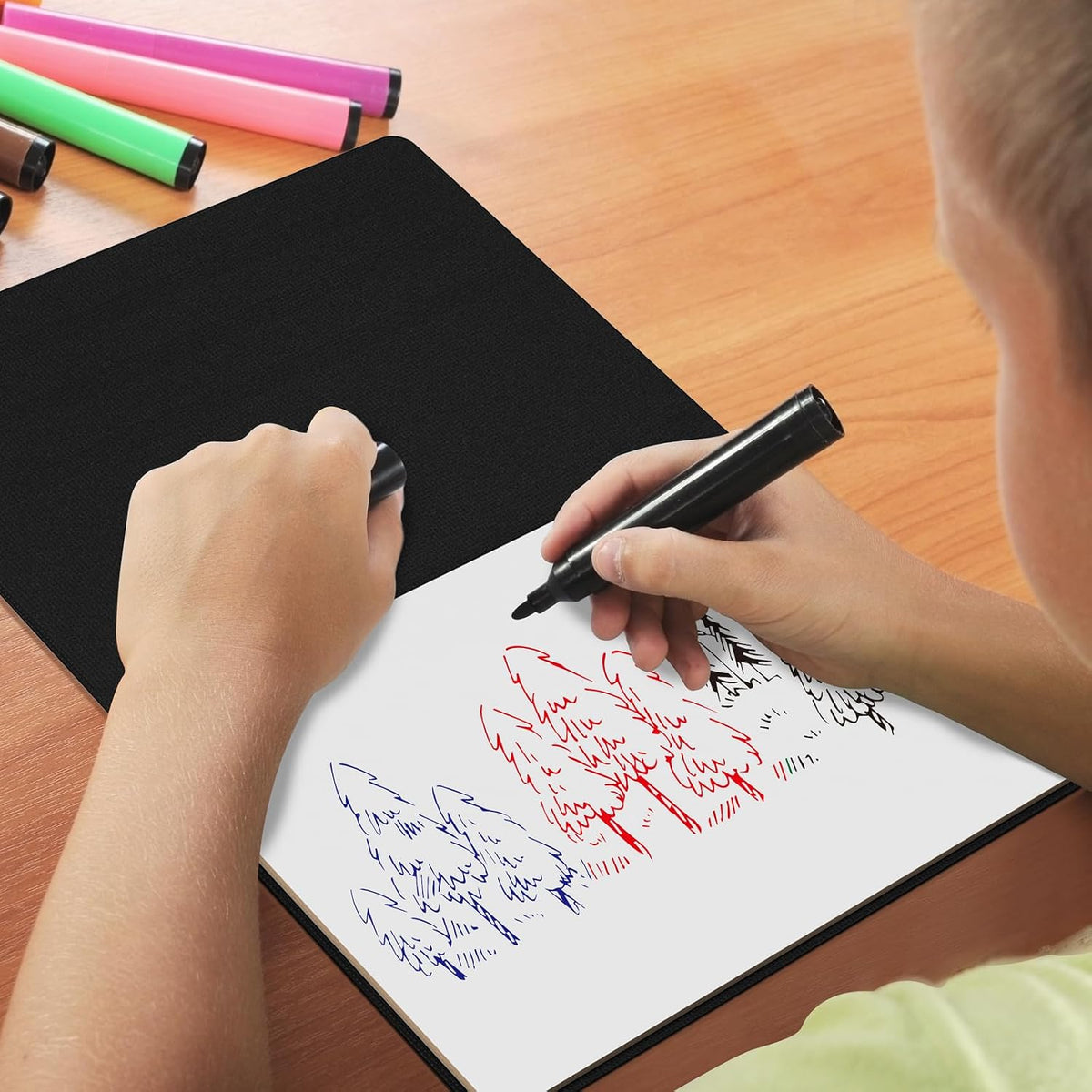 Portable Small White Board,Reusable Dry Erase Board with Stand,Desktop Whiteboard for Office Meeting Bussiness Home 9" x 6" with Marker, Wipe Cloth (Blue)