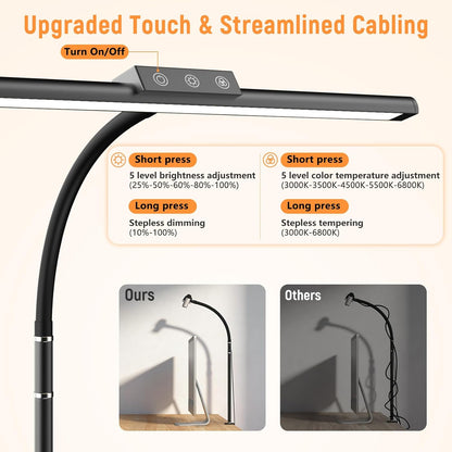 LED Desk Lamp for Home Office, Flexible Gooseneck Desk Lamp with Clamp