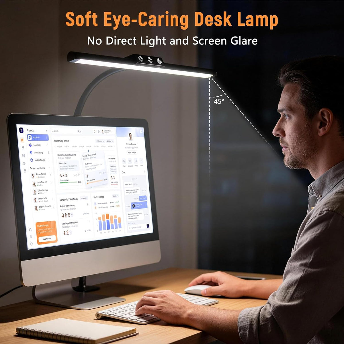 LED Desk Lamp for Home Office, Flexible Gooseneck Desk Lamp with Clamp