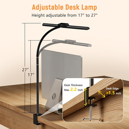 LED Desk Lamp for Home Office, Flexible Gooseneck Desk Lamp with Clamp