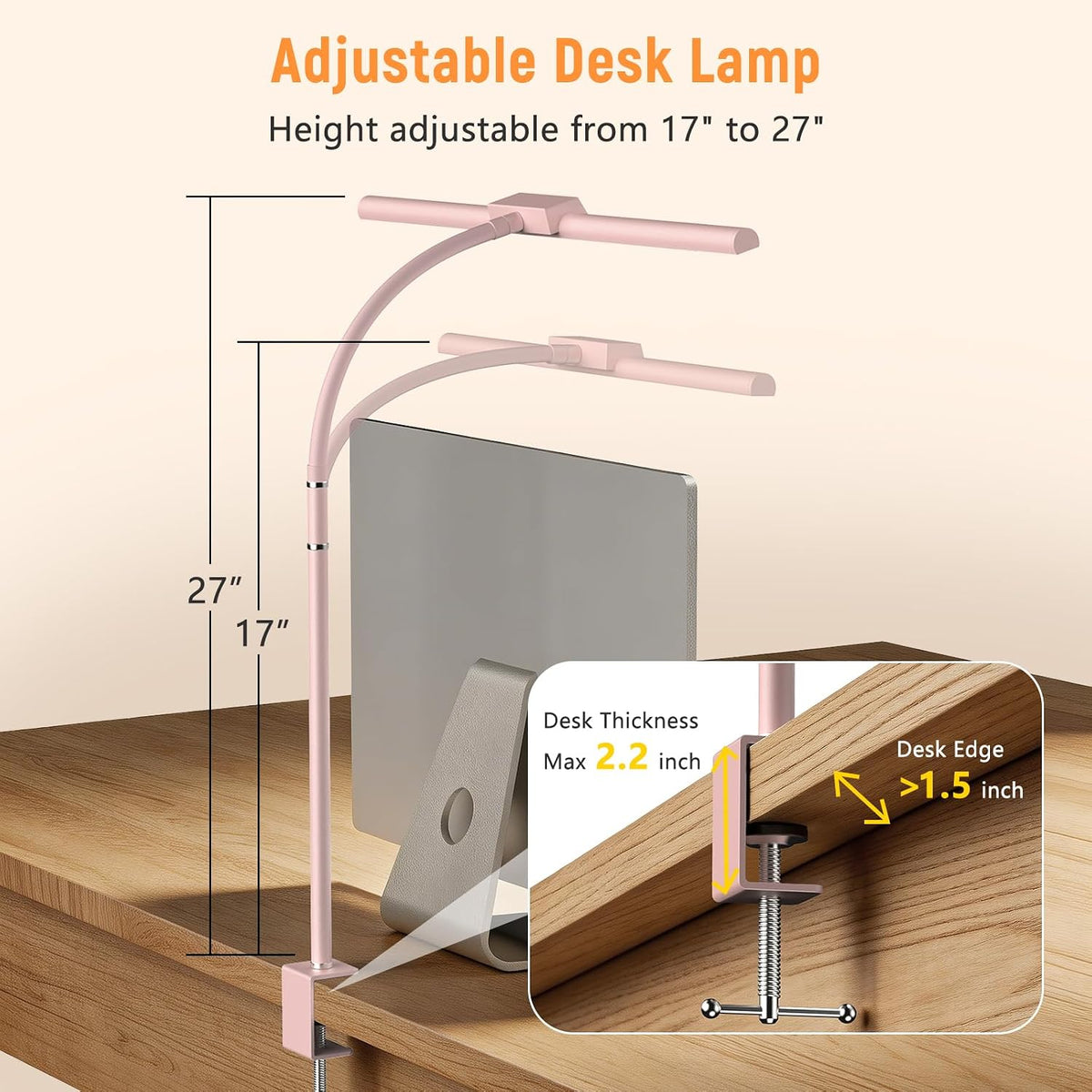 LED Desk Lamp for Home Office, Flexible Gooseneck Desk Lamp with Clamp