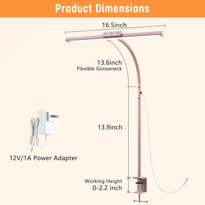 LED Desk Lamp for Home Office, Flexible Gooseneck Desk Lamp with Clamp