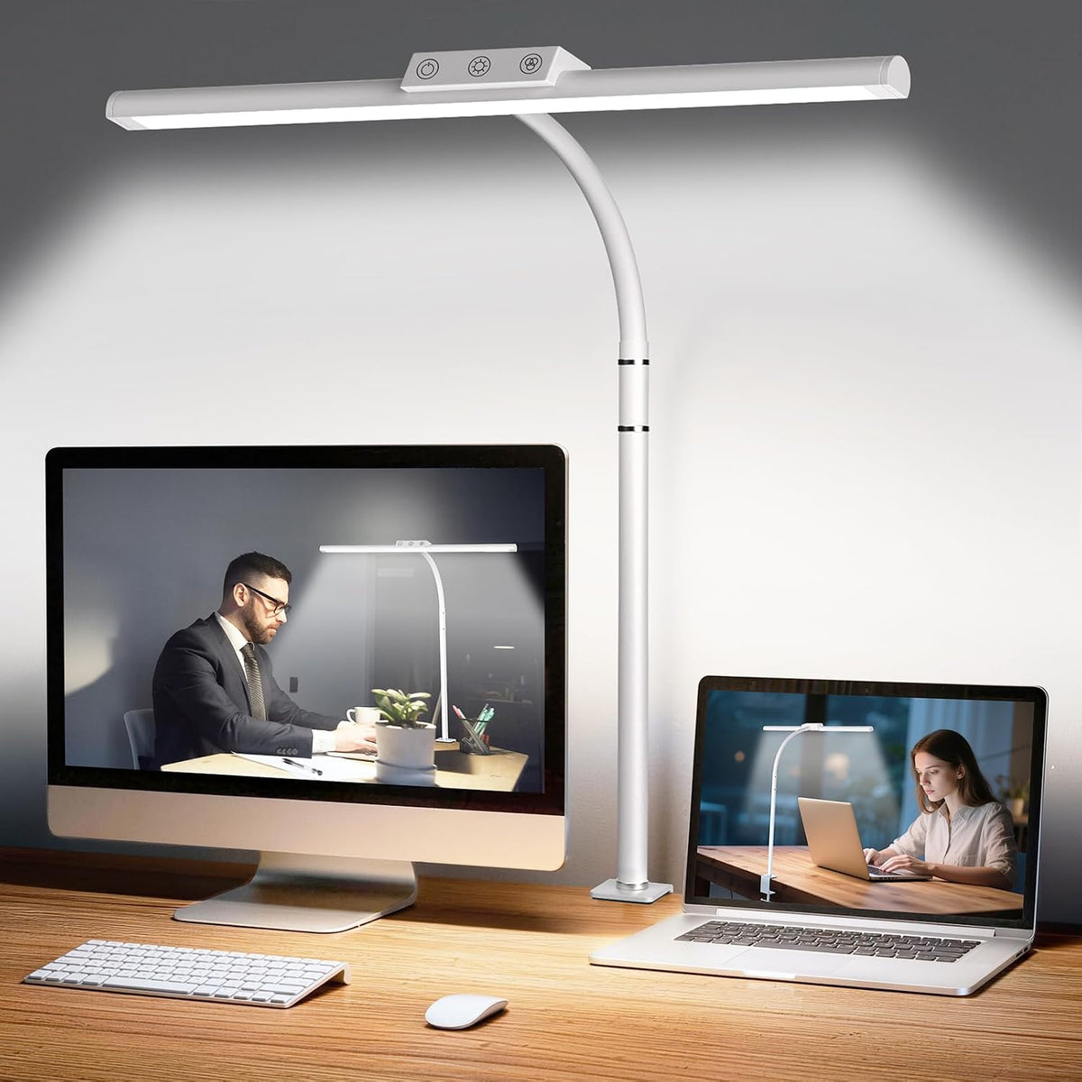 LED Desk Lamp for Home Office, Flexible Gooseneck Desk Lamp with Clamp