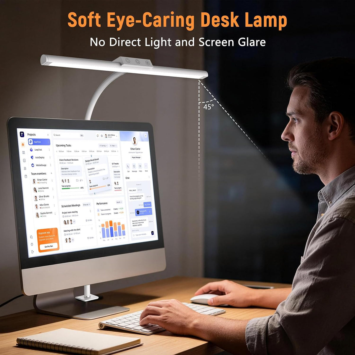 LED Desk Lamp for Home Office, Flexible Gooseneck Desk Lamp with Clamp