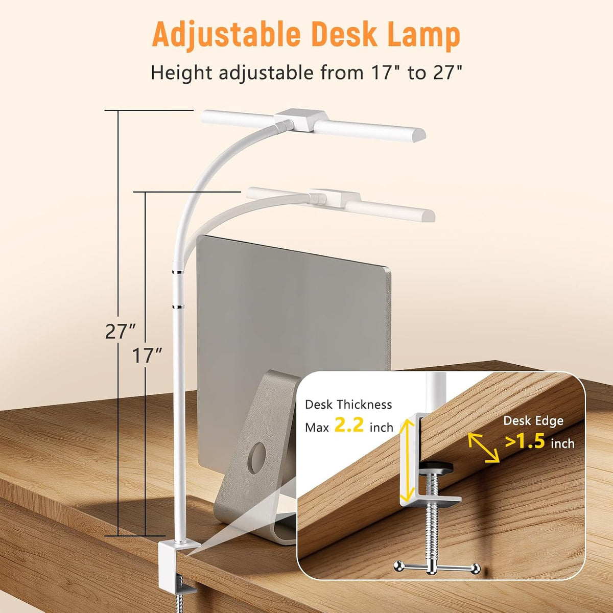 LED Desk Lamp for Home Office, Flexible Gooseneck Desk Lamp with Clamp