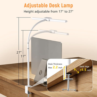 LED Desk Lamp for Home Office, Flexible Gooseneck Desk Lamp with Clamp