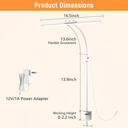 LED Desk Lamp for Home Office, Flexible Gooseneck Desk Lamp with Clamp