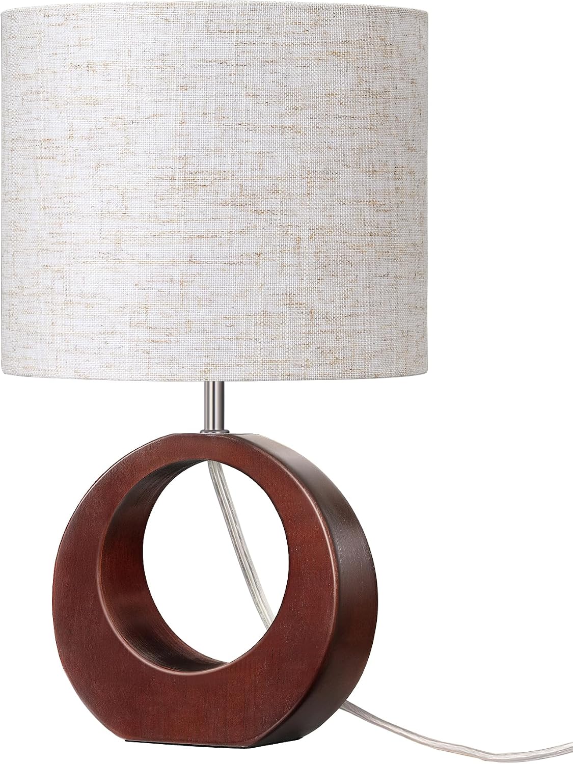13.4" Small Wood Table Lamp, ON-Off Switch, E26 Base, Bedroom
