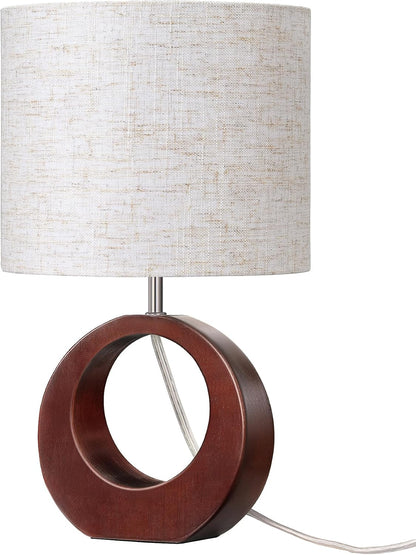 13.4" Small Wood Table Lamp, ON-Off Switch, E26 Base, Bedroom