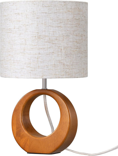 13.4" Small Wood Table Lamp, ON-Off Switch, E26 Base, Bedroom