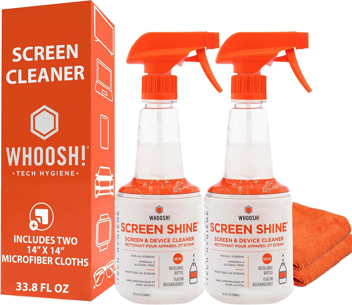 ! Screen Shine Pro – Refillable TV Screen Cleaner & Cloth, 16.9 fl oz