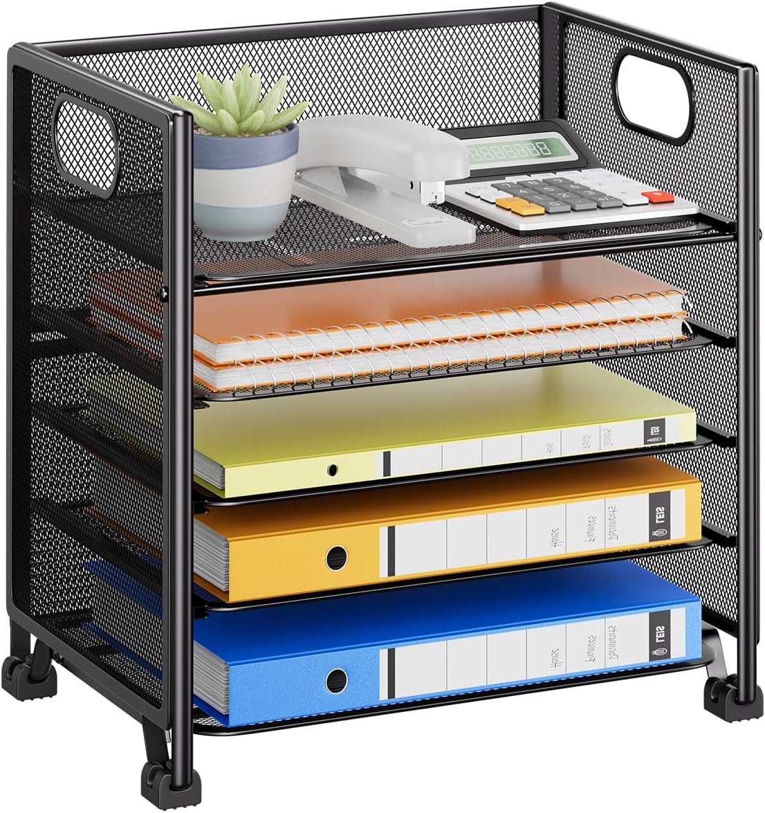5-Tier Paper Tray Organizer, File Organizer for Desk, Black