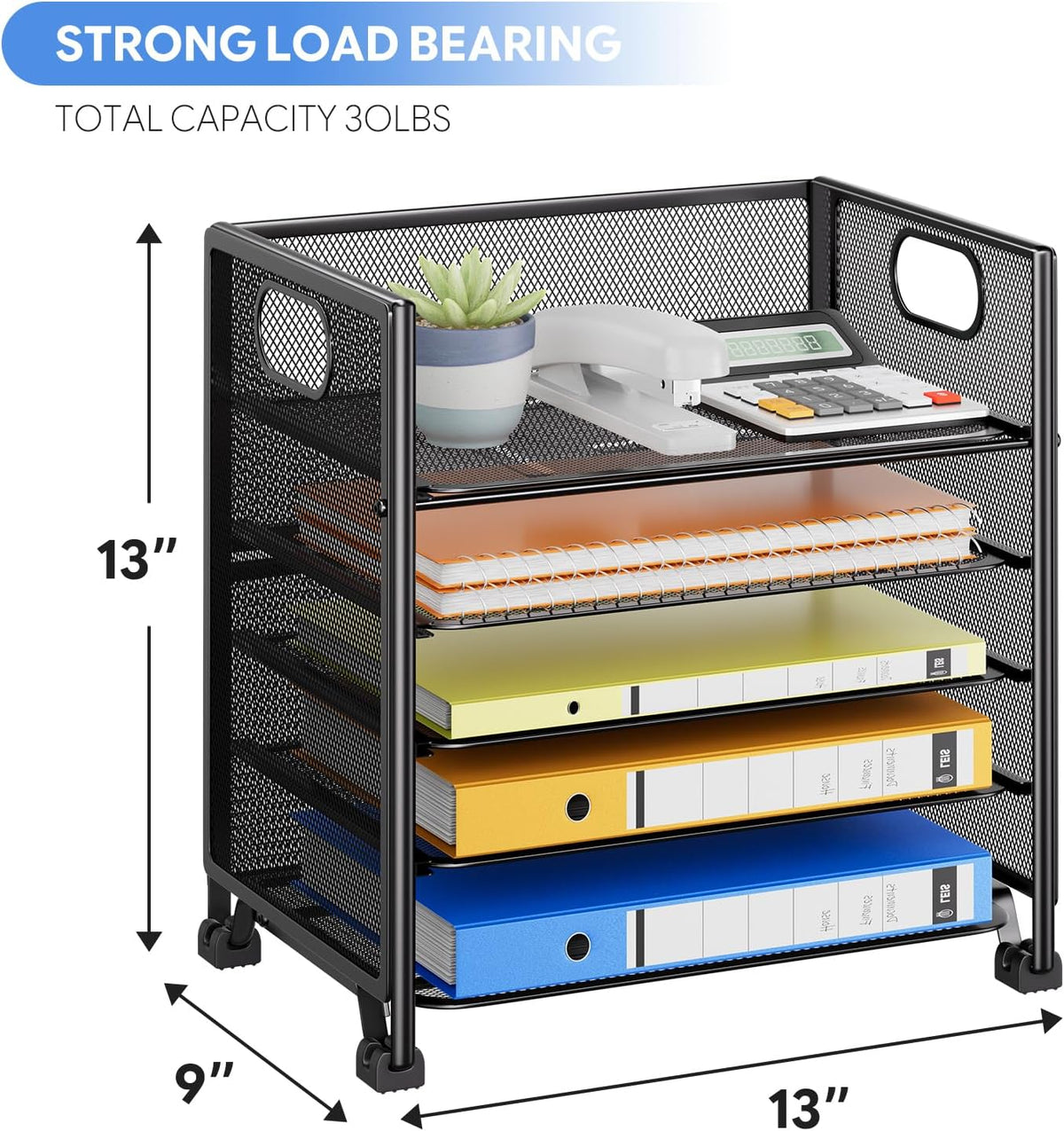 5-Tier Paper Tray Organizer, File Organizer for Desk, Black
