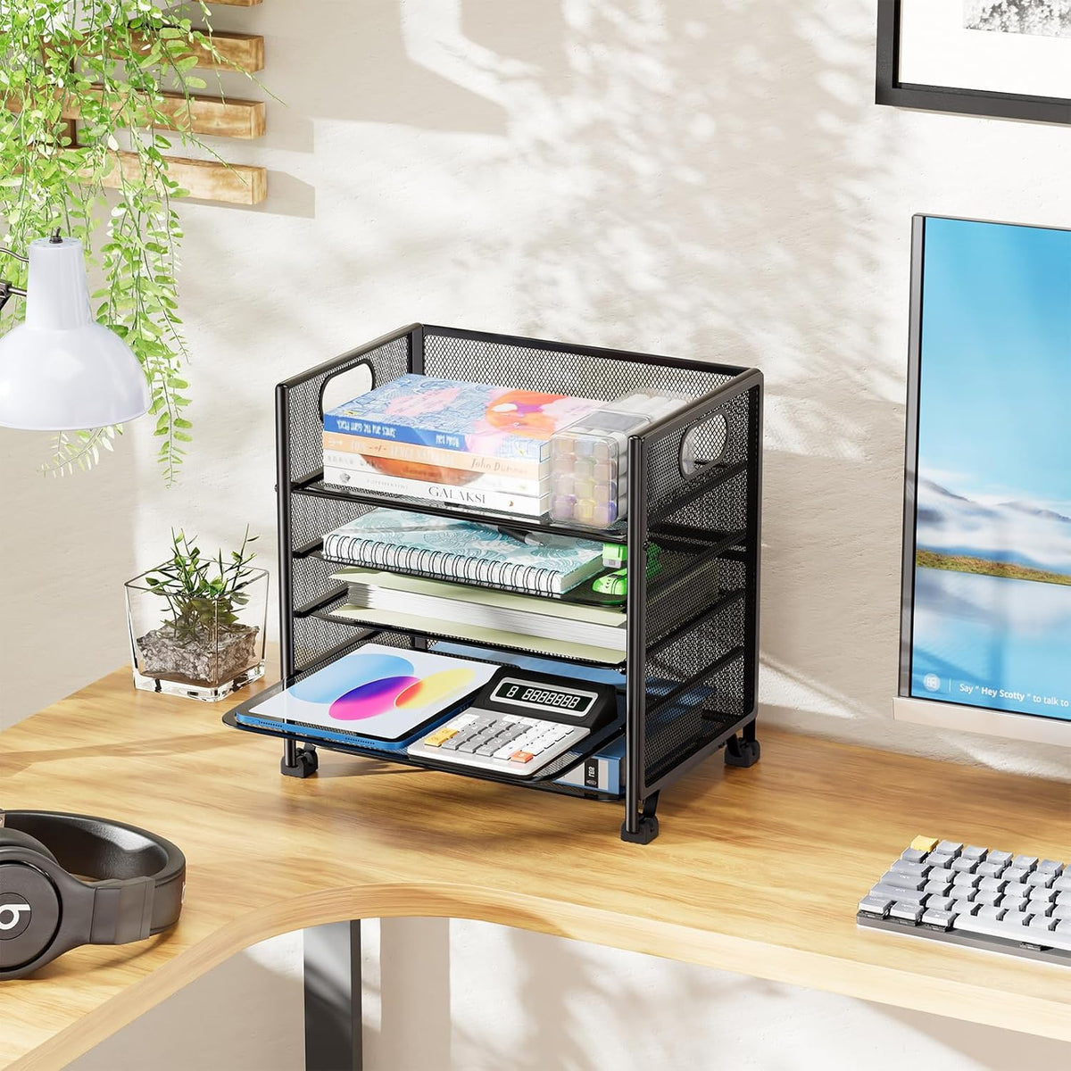 5-Tier Paper Tray Organizer, File Organizer for Desk, Black