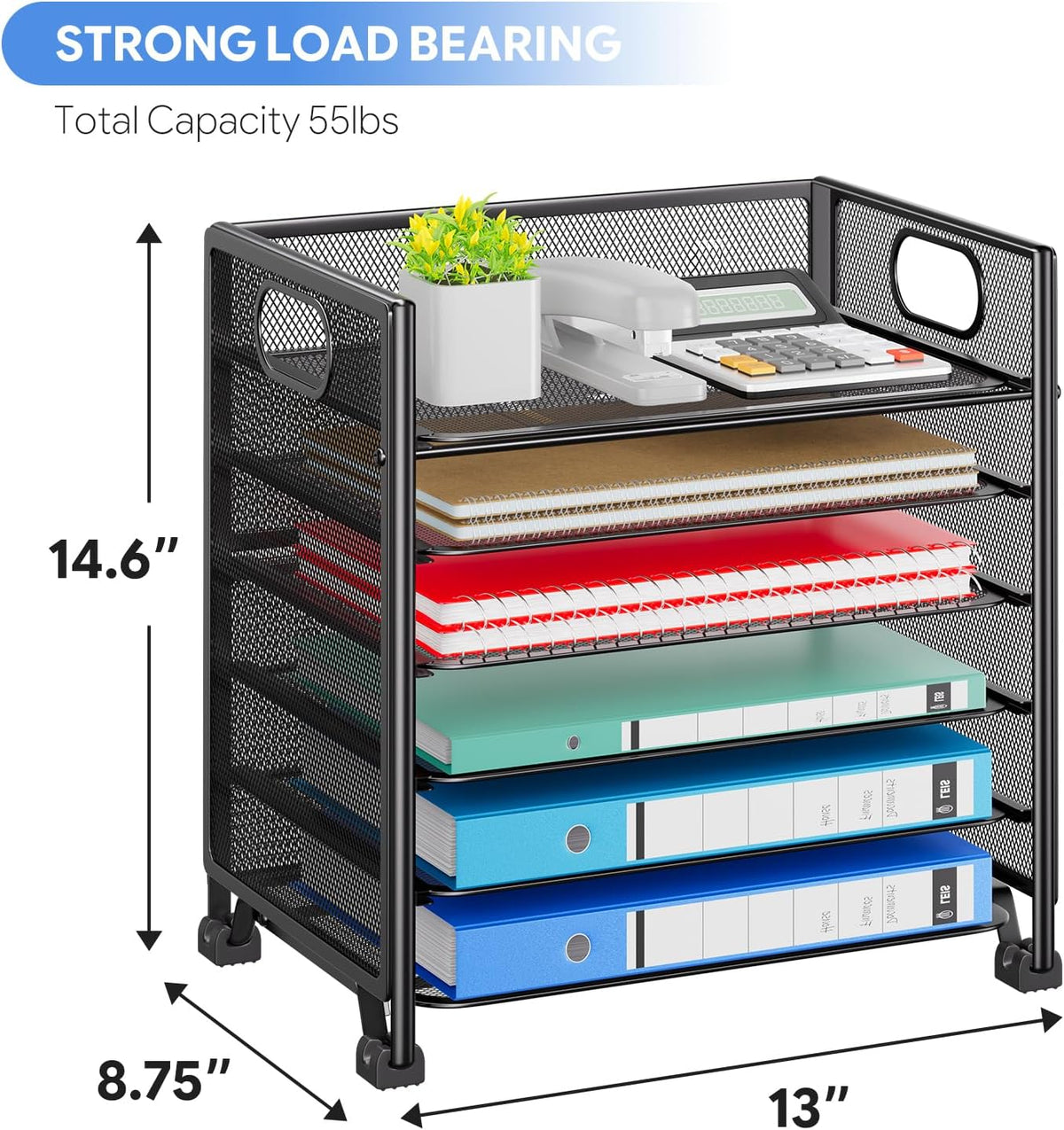 5-Tier Paper Tray Organizer, File Organizer for Desk, Black