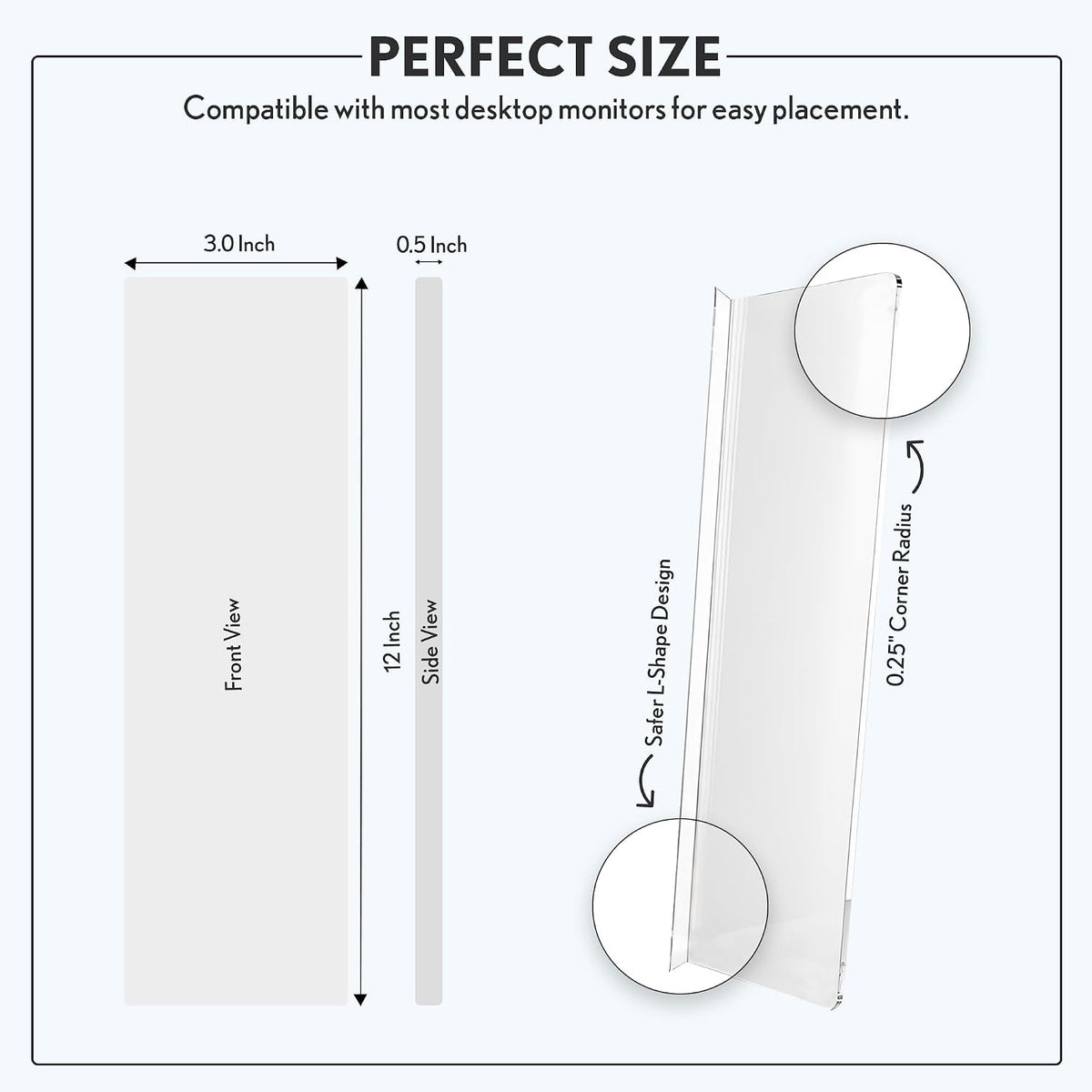 Computer Monitor Memo Board Sticky Note Holder Semi-Transparent