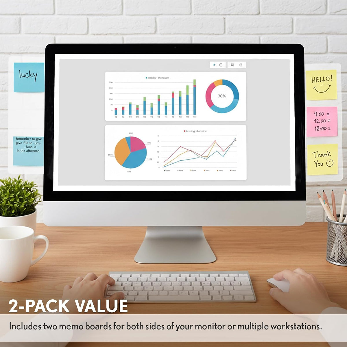 Computer Monitor Memo Board Sticky Note Holder Semi-Transparent