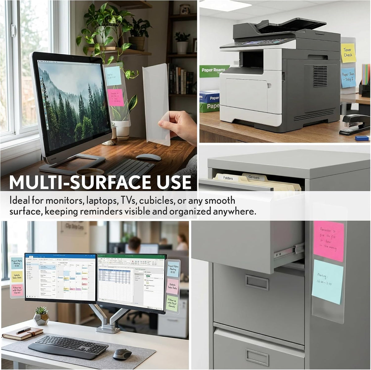 Computer Monitor Memo Board Sticky Note Holder Semi-Transparent