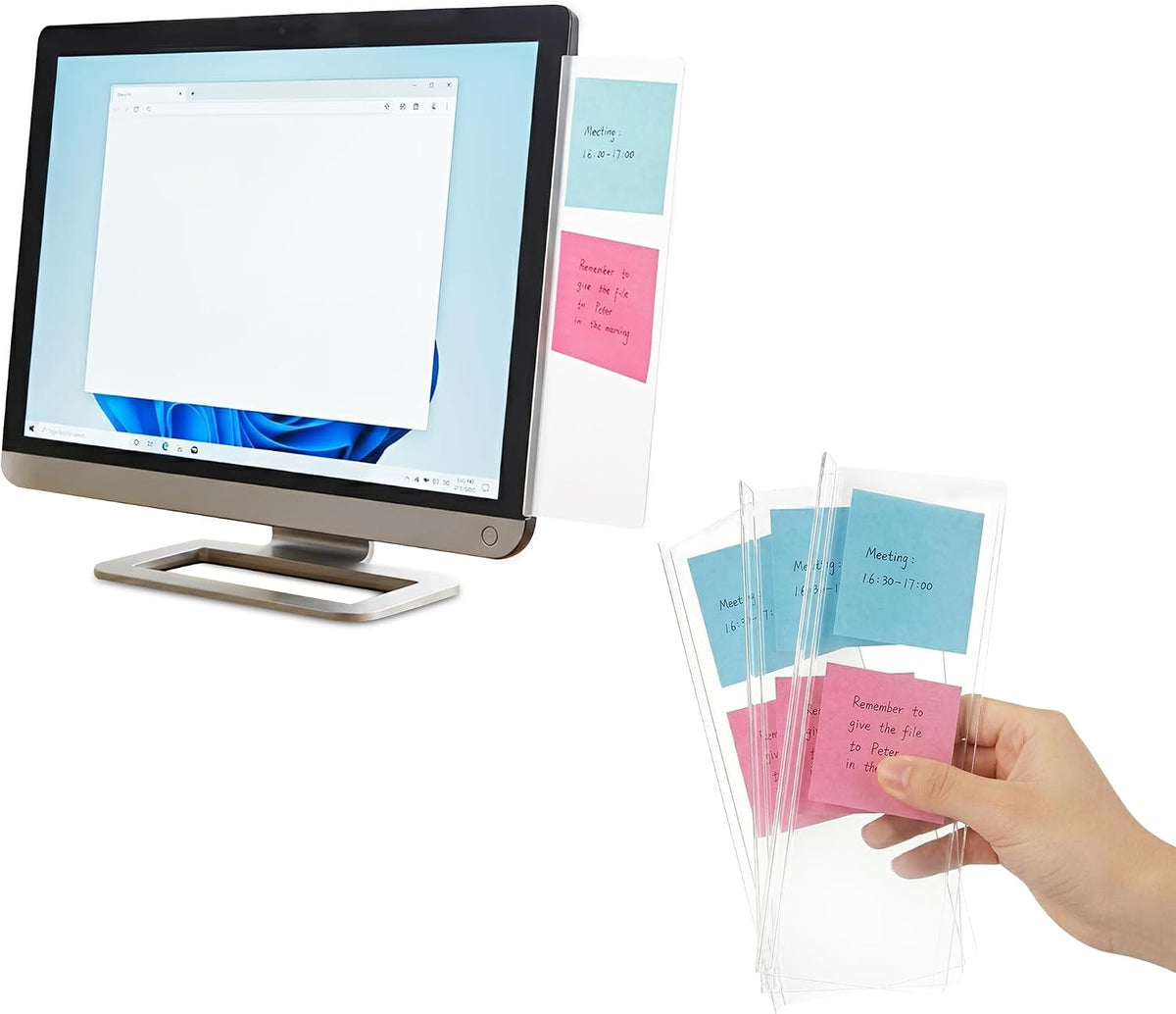 Computer Monitor Memo Board Sticky Note Holder Semi-Transparent