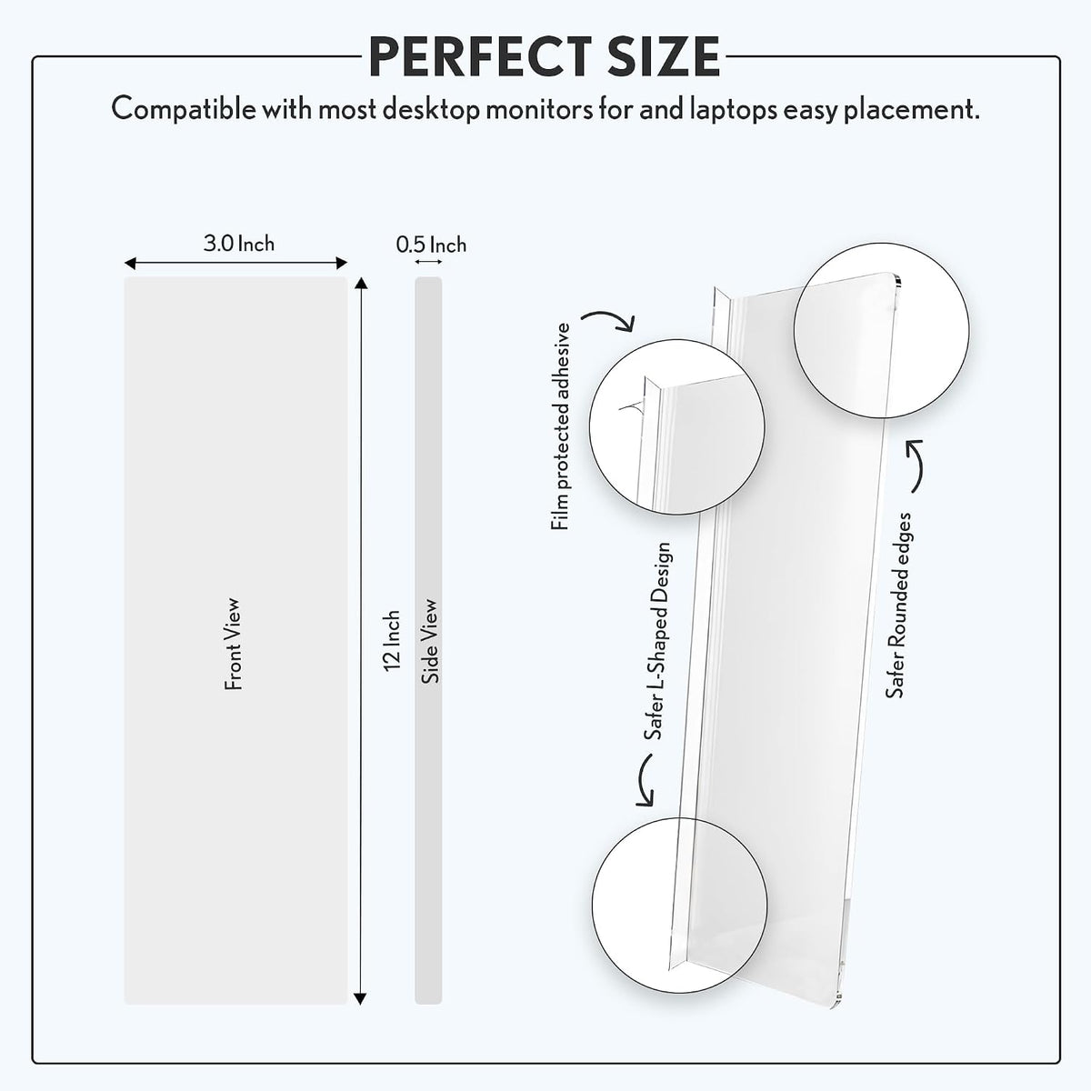 Computer Monitor Memo Board Sticky Note Holder Semi-Transparent