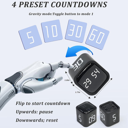 Rotating Pomodoro Timer 5,10,30, 60 Minutes Preset,Desk Productivity Flip Timer, Visual Cube Countdown Stopwatch,Custom Modes/Vibration/High/Low Volume,ADHD Timers, for Study, Work, School, Kitchen