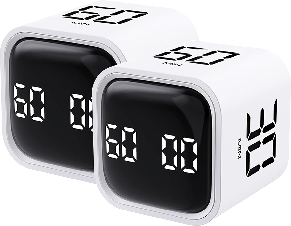 Rotating Pomodoro Timer 5,10,30, 60 Minutes Preset,Desk Productivity Flip Timer, Visual Cube Countdown Stopwatch,Custom Modes/Vibration/High/Low Volume,ADHD Timers, for Study, Work, School, Kitchen