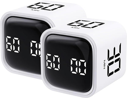 Rotating Pomodoro Timer 5,10,30, 60 Minutes Preset,Desk Productivity Flip Timer, Visual Cube Countdown Stopwatch,Custom Modes/Vibration/High/Low Volume,ADHD Timers, for Study, Work, School, Kitchen