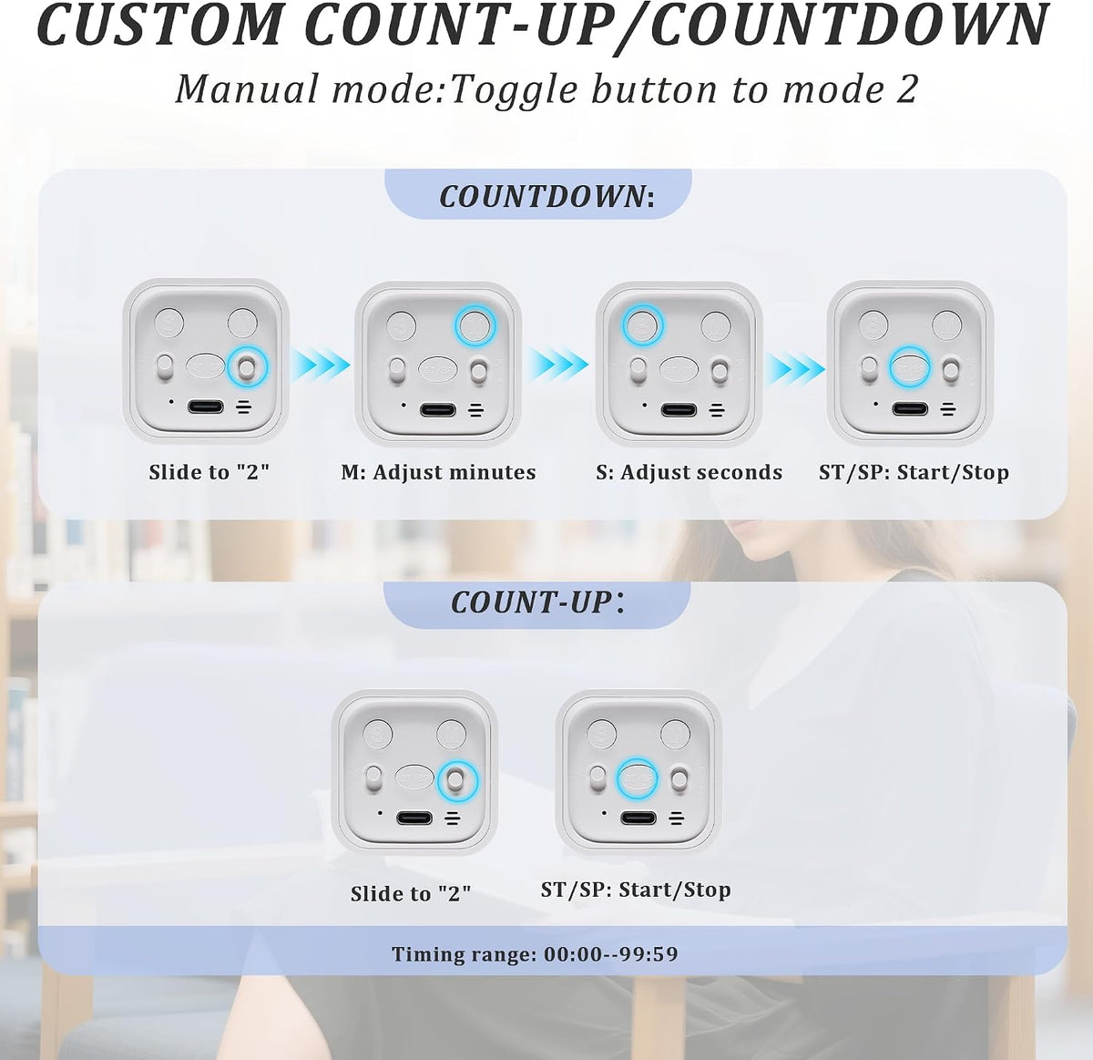 Rotating Pomodoro Timer 5,10,30, 60 Minutes Preset,Desk Productivity Flip Timer, Visual Cube Countdown Stopwatch,Custom Modes/Vibration/High/Low Volume,ADHD Timers, for Study, Work, School, Kitchen