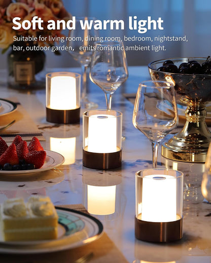 4" Black Cordless Table Lamp Set of 2, Outdoor Rechargeable Lamp