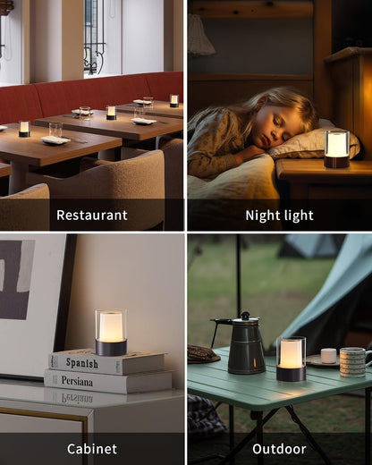 4" Black Cordless Table Lamp Set of 2, Outdoor Rechargeable Lamp