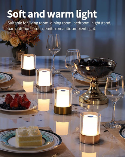 4" Black Cordless Table Lamp Set of 2, Outdoor Rechargeable Lamp