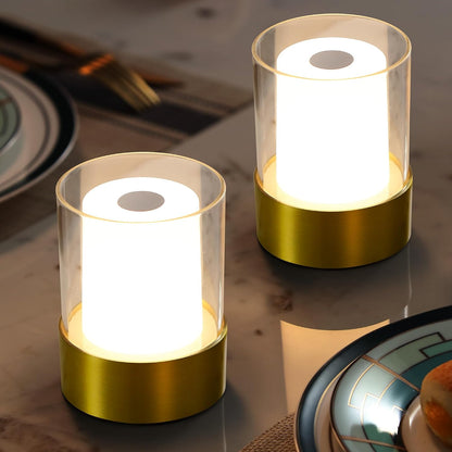 4" Black Cordless Table Lamp Set of 2, Outdoor Rechargeable Lamp