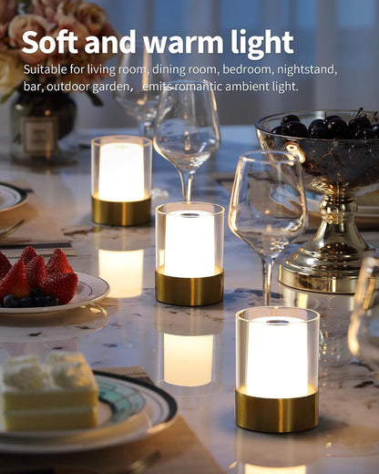 4" Black Cordless Table Lamp Set of 2, Outdoor Rechargeable Lamp