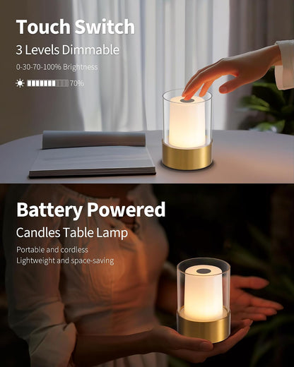 4" Black Cordless Table Lamp Set of 2, Outdoor Rechargeable Lamp