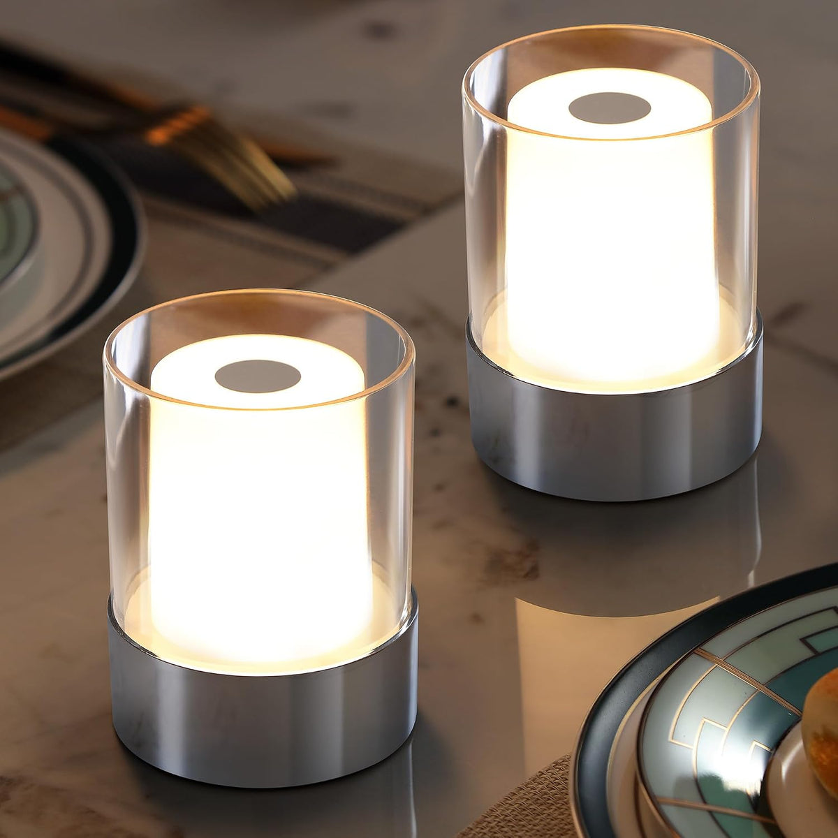 4" Black Cordless Table Lamp Set of 2, Outdoor Rechargeable Lamp