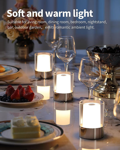4" Black Cordless Table Lamp Set of 2, Outdoor Rechargeable Lamp