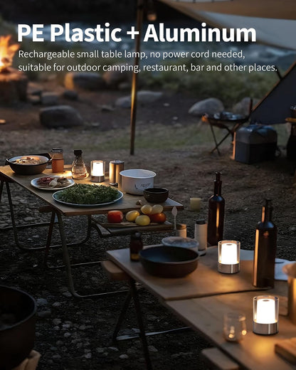 4" Black Cordless Table Lamp Set of 2, Outdoor Rechargeable Lamp