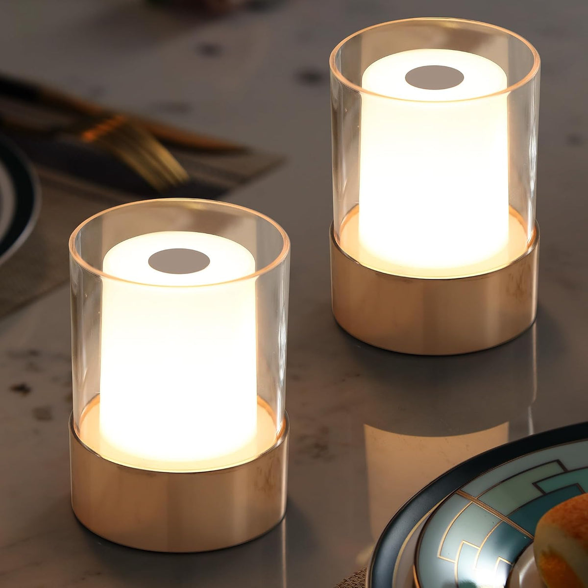 4" Black Cordless Table Lamp Set of 2, Outdoor Rechargeable Lamp