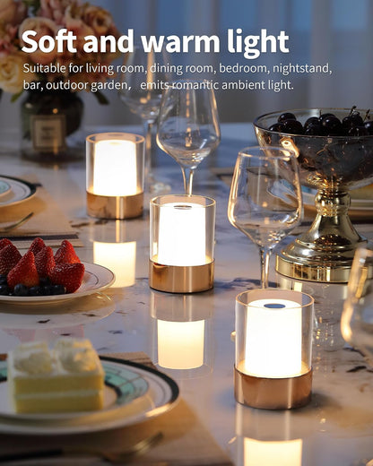 4" Black Cordless Table Lamp Set of 2, Outdoor Rechargeable Lamp