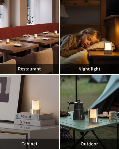 4" Black Cordless Table Lamp Set of 2, Outdoor Rechargeable Lamp