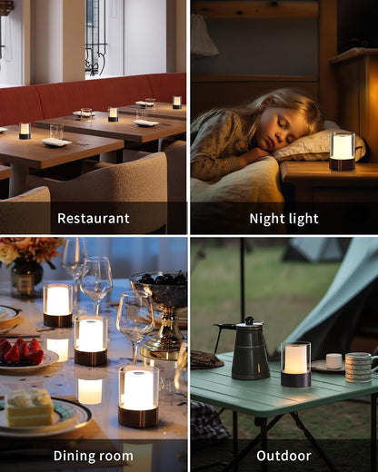 4" Black Cordless Table Lamp Set of 2, Outdoor Rechargeable Lamp