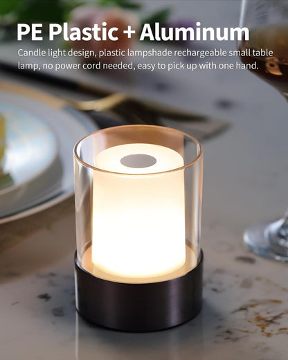 4" Black Cordless Table Lamp Set of 2, Outdoor Rechargeable Lamp