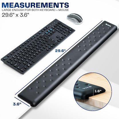 Black Ergonomic Long 30 in Wrist Pad, DESK-WR30