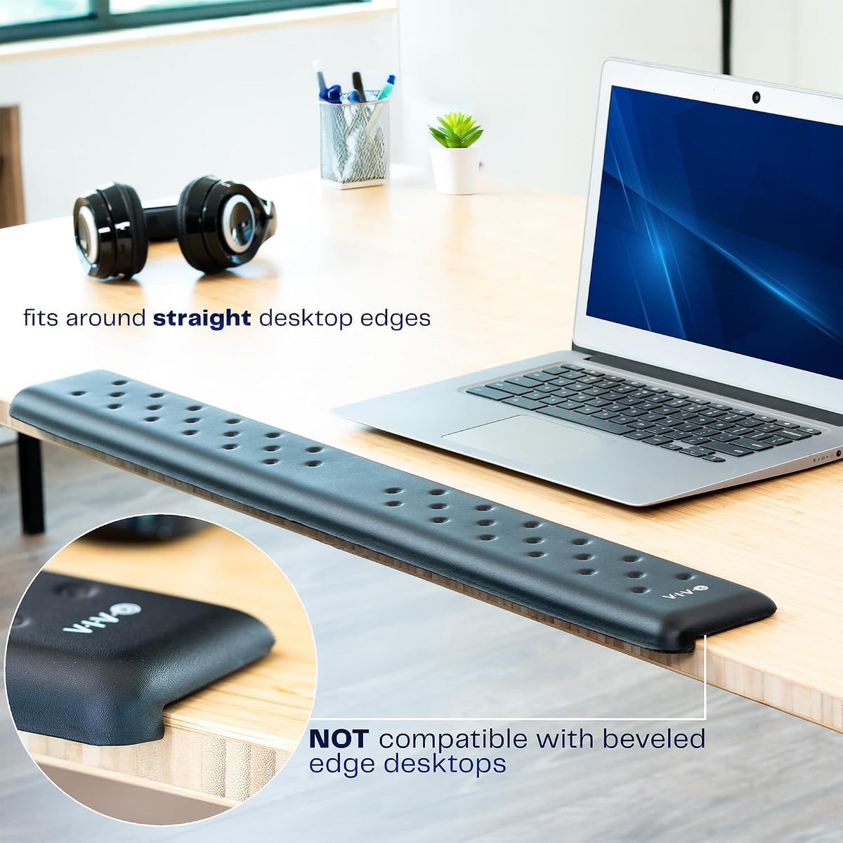 Black Ergonomic Long 30 in Wrist Pad, DESK-WR30