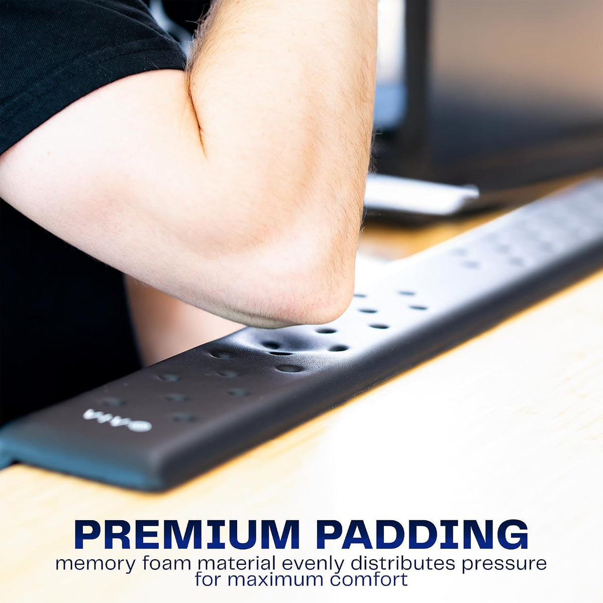 Black Ergonomic Long 30 in Wrist Pad, DESK-WR30