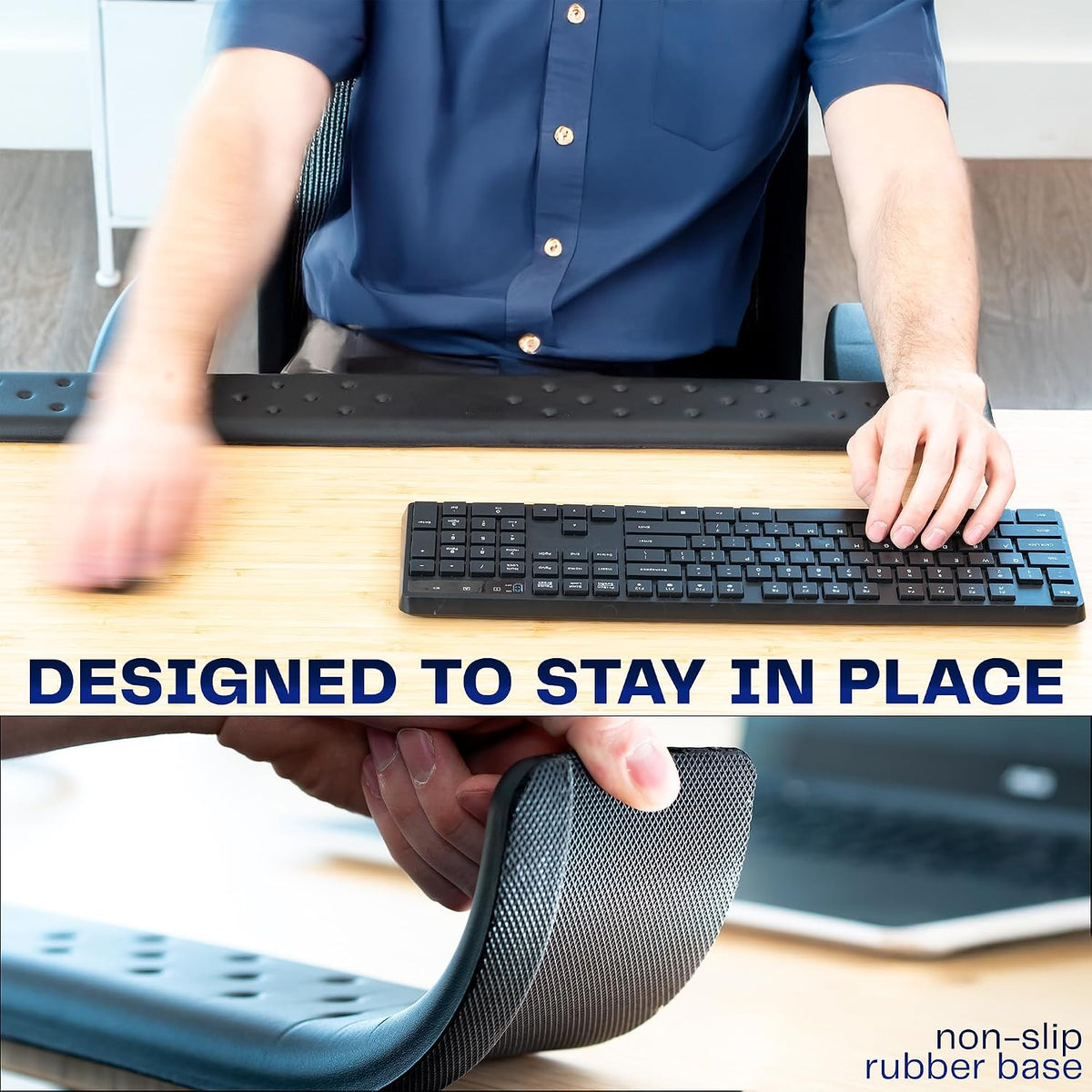Black Ergonomic Long 30 in Wrist Pad, DESK-WR30