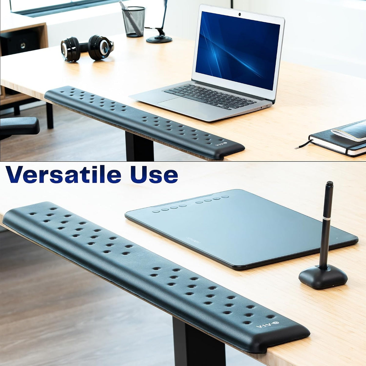 Black Ergonomic Long 30 in Wrist Pad, DESK-WR30