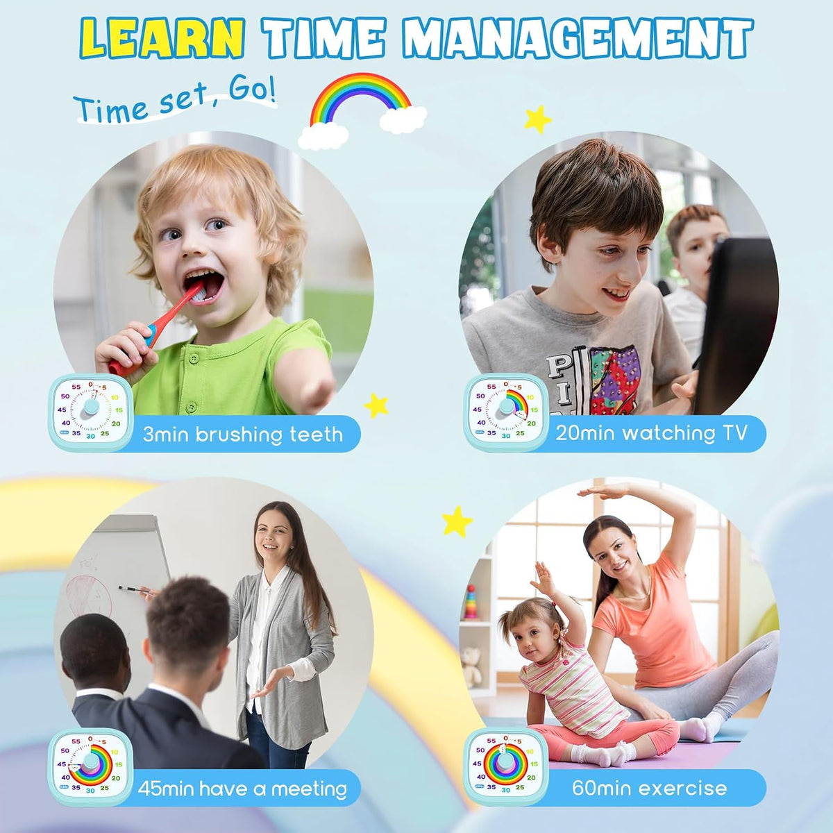 Visual Timer for Kids, 60-Minute Countdown Silent Operation Timer